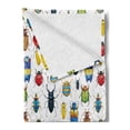 thumbnail image 2 of Watercolor Soft Flannel Fleece Throw Blanket, Colorful Insects Brush Strokes Effect Various Kinds of Bugs Illustration, Cozy Plush for Indoor and Outdoor Use, 70" x 90", Multicolor, by Ambesonne, 2 of 5