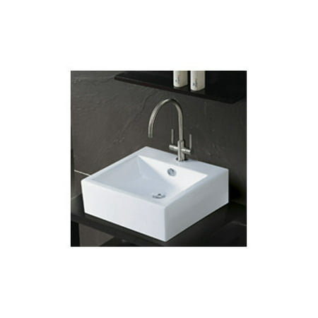 Kingston Brass Commodore Ceramic Square Vessel Bathroom Sink With Overflow