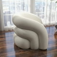 thumbnail image 3 of SEYNAR Teddy Swivel Rainbow shape Chair Accent Chair, Comfy Boucle Barrel Garden Armchair Sofa for Living Room, 3 of 10