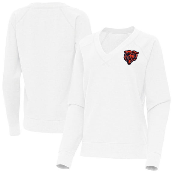 Women's Antigua White Chicago Bears Varsity Tri-Blend V-Neck Long Sleeve T-Shirt
