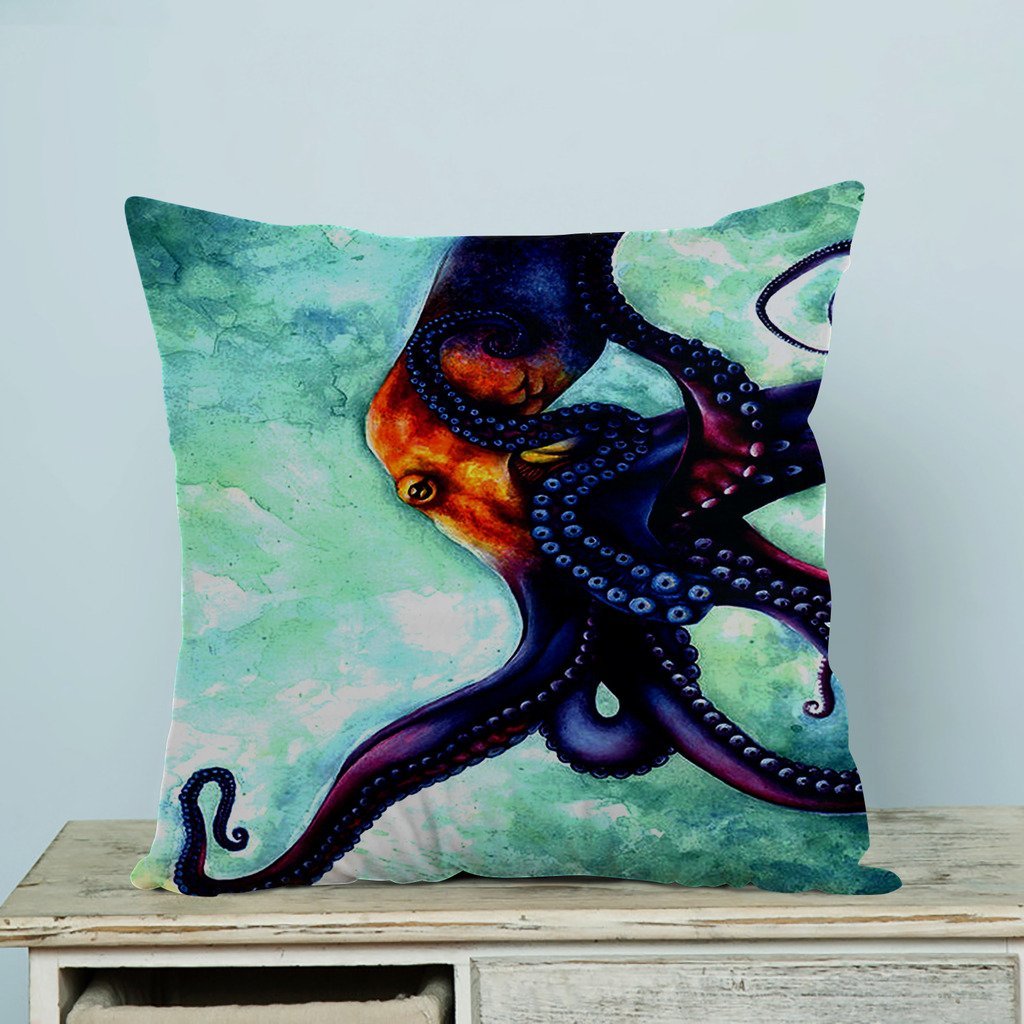 GCKG Rainbow octopus Pillow Case Pillow Cover Pillow Protector Two