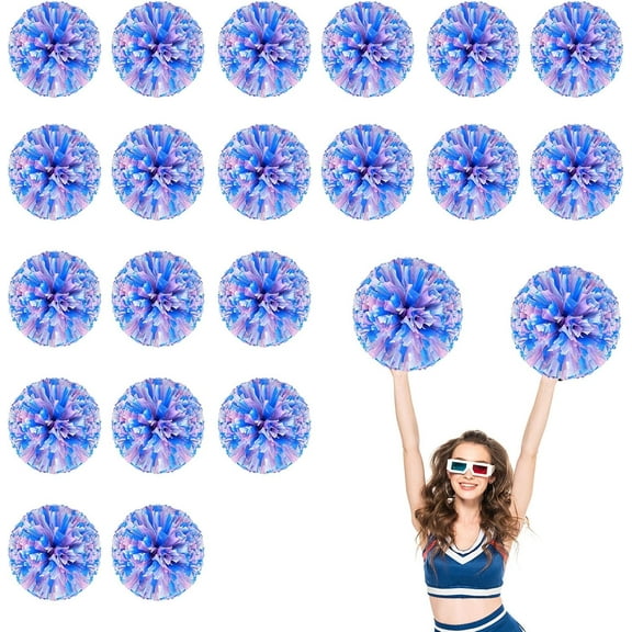 20 PCS pom poms Cheer, 13.8inch Sports Dance for Sports Team Spirit Cheering with Handle Rings