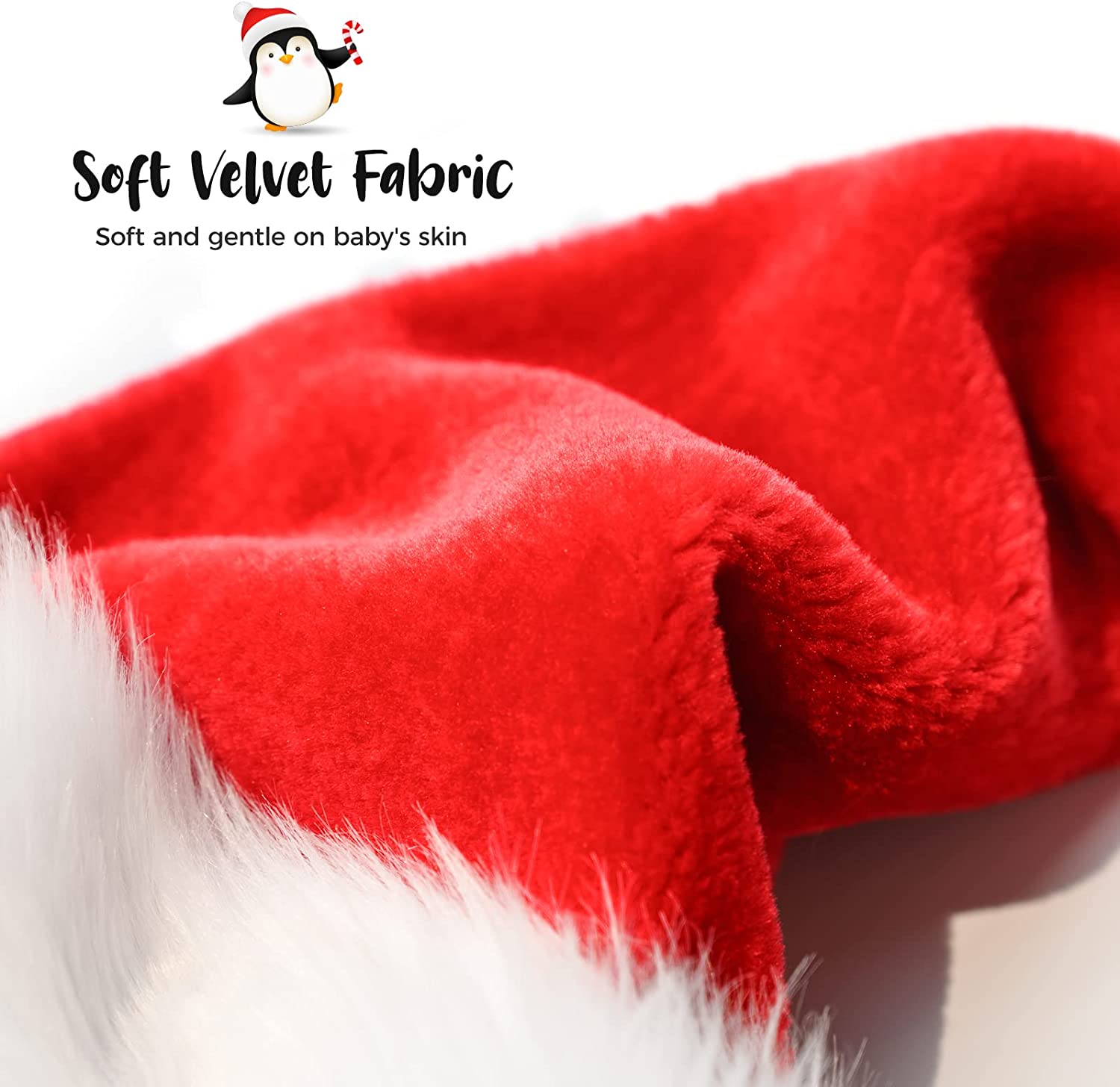 CAREFORM Baby Santa Hat,Baby Christmas Hat,Toddler Santa Claus Hats,Newborn Santa Hat for Baby Girl Boy First Christmas