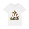 thumbnail image 3 of Aloohaidyvio Easter Cross Shirt Minimalist Easter Cotton Tee for Girls, Small Cross Chest Print - Casual Spring Outfit 4 Years, 3 of 4