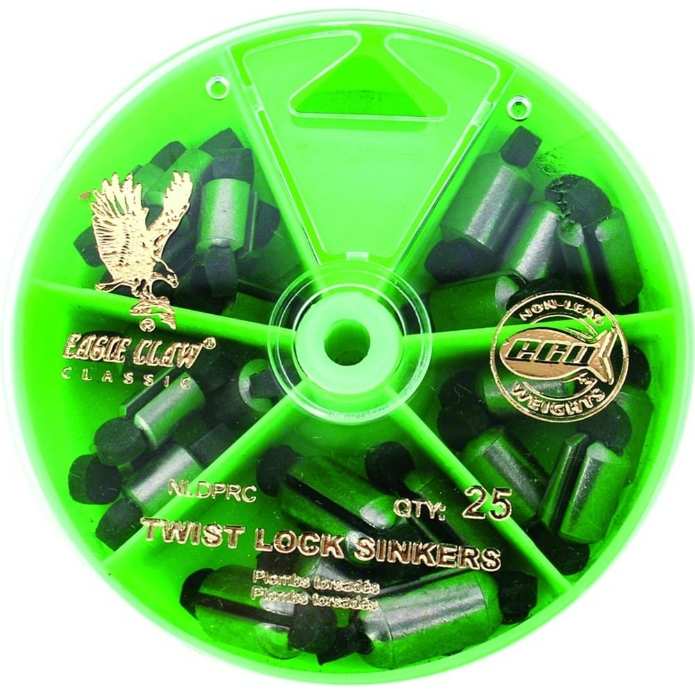 Eagle Claw NLDPRC Rubber Core Fishing Sinker Twist Lock NonLead 25