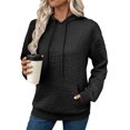 thumbnail image 2 of Sudadera con Capucha para Mujer, Informal, de Larga, con Cordón Ajustable, de Jacquard, Estilo Pulóver, Ropa Holgada. Negro L, 2 of 7