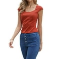 thumbnail image 4 of INSPIRE CHIC Y2K Crop Tops for Women's Cap Sleeve Slim Fit Tees Casual Summer Basic T-Shirts XS Burnt Orange, 4 of 6