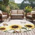 thumbnail image 4 of American Pastoral Style Round Rugs for Living Room 6ft Flower Sunflower Farm Non Slip Circle Rug Washable Low-Profile Indoor Carpet for Bedroom, Dining Room, Bathroom, 4 of 9