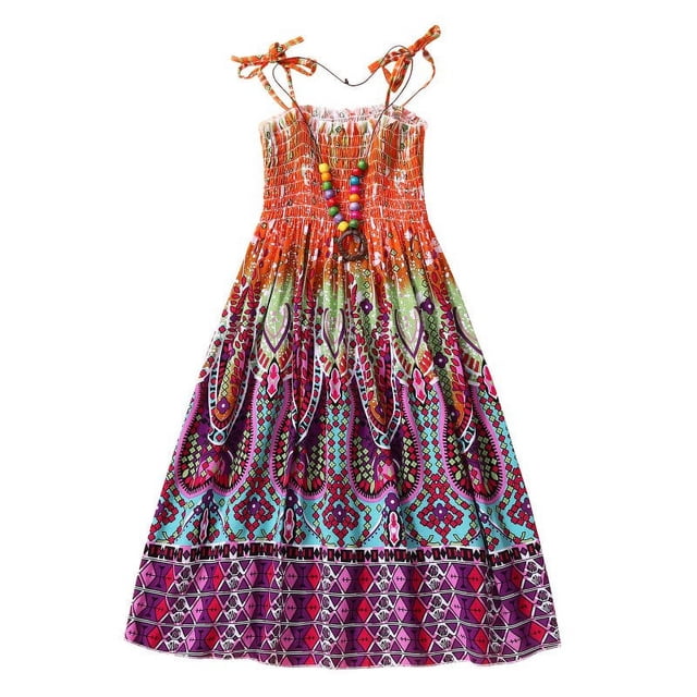 CHUANK Robe Arc-en-Ciel pour Bébés Filles Princesse Sans Manches Col Halter Tutu de Plage Robe d'Été