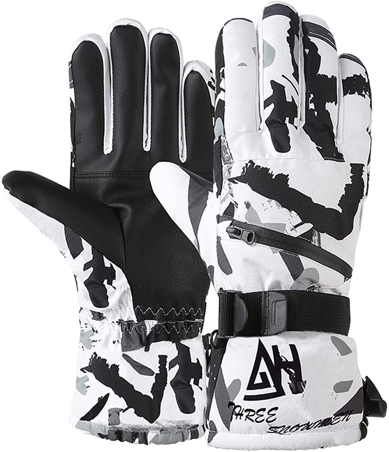 Winter Ski Gloves-Waterproof Warm Snowing Gloves Skateboarding Touchscreen Multi-Functions Mitten for Men & Women 