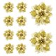 thumbnail image 4 of 10x Adornos de arreglo floral de Pascua navideña de 14,5 cm con flores brillantes para Dorado, 4 of 8
