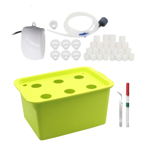 Sistema de cultivo hidropónico Caja de gabinete 6 agujeros Balcón Cultivo de vegetales Kit de tanque Tomshoo Verde