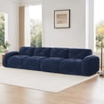 thumbnail image 2 of FFH 140" Modular Sectional Sofa for 4 People, Modern Velvet Deep Seat Cloud Couch, Blue, 2 of 12