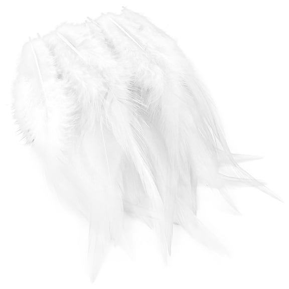 100PCS White Feather Trims (4.7-5.9in) – Fluffy Tail Feather Tassels for DIY Clothing, Hat, Fan Props, Wedding & Stage Decoration, Handmade Fringe Crafts