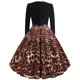 thumbnail image 5 of Vestido de manga larga con estampado de cuello en R para mujer, vestido de fiesta retro con empalme de leopardo, vestido de manga larga Fridja  NMB2860, 5 of 9