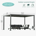 thumbnail image 6 of Domi Outdoor Louvered Pergola 10'×13', Aluminium Pergola with Adjustable Roof, Curtains and Netting, Hardtop Gazebo for Patio, Deck, Garden, Yard, Beach(Gray), 6 of 10