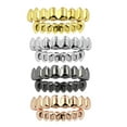 thumbnail image 2 of KLKCMS 4pcs 18K Gold Rock Top & Bottom Grills Set Jewelry Halloween Props Caps, 2 of 9