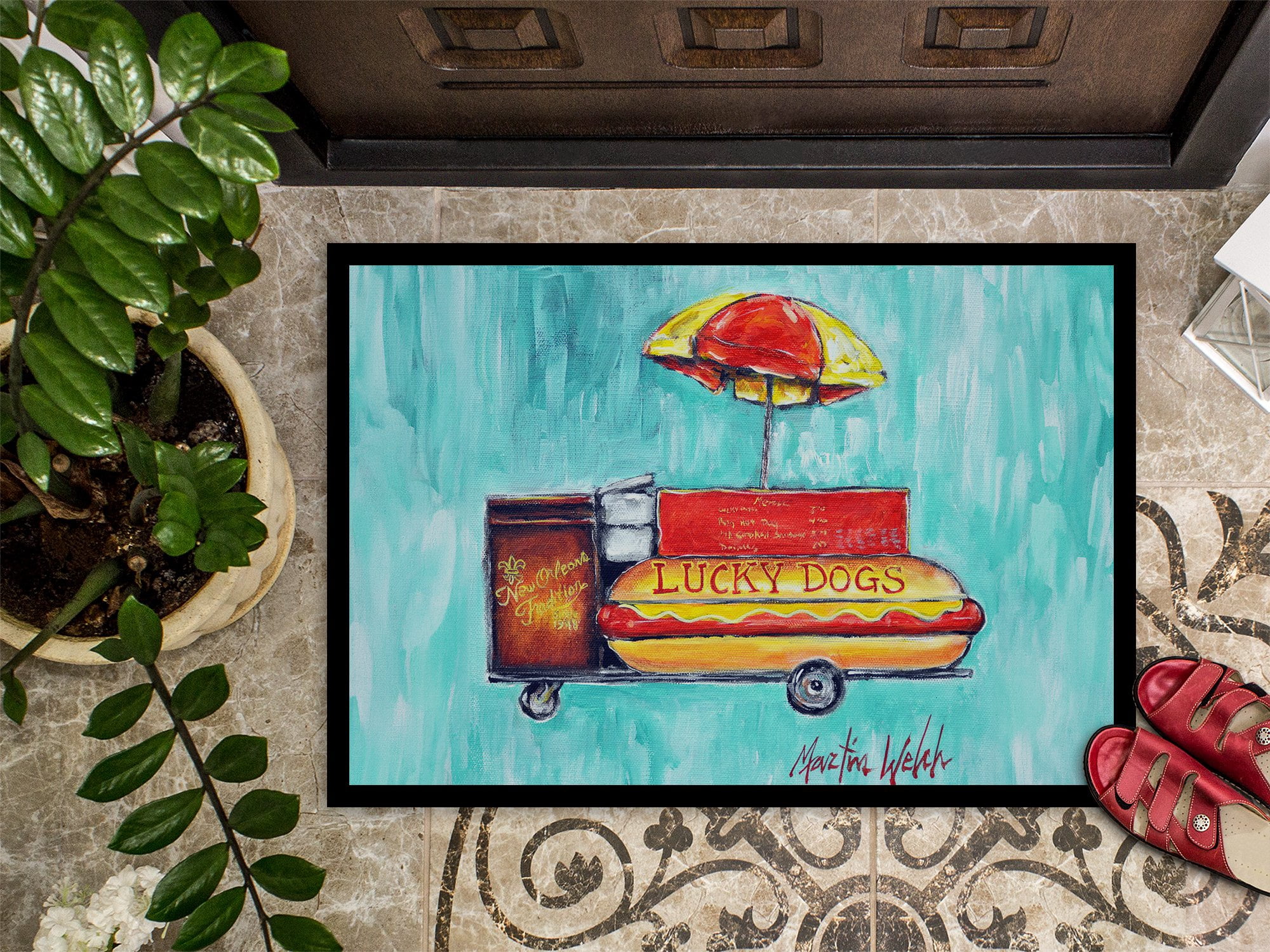Carolines Treasures MW2091MAT 18 x 27 in. Hot Dog Cart Doormat