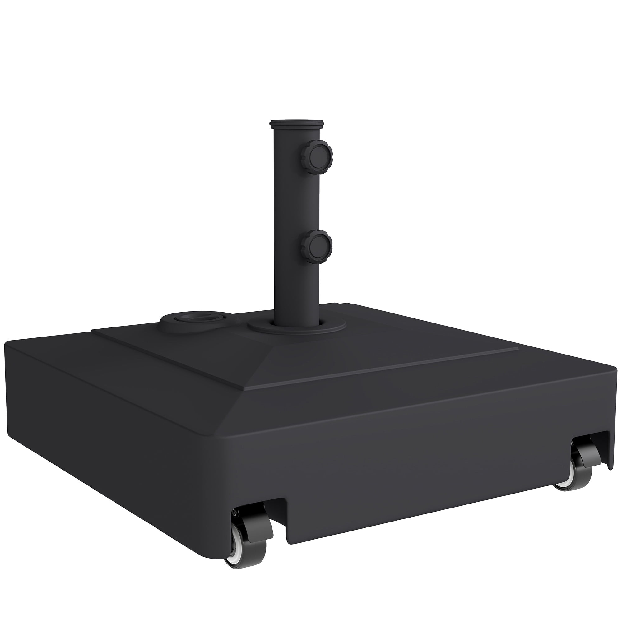 Outsunny Fillable Patio Umbrella Base with Wheels, 134 lbs Stand/88 lbs Water Filled Heavy Duty Outdoor Umbrella Stand for 1.38/1.5/1.89" Pole, Black