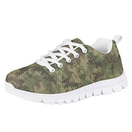 

Pzuqiu Kids Sneakers ArmyGreen Camouflage Print Fashion Comfortable Child Running Shoes Ultralight Casual Shoes Size 11.5