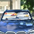 thumbnail image 4 of Yayeee Car Windshield Sun Shade Universal Fit Front Visor Protector, Orange Hand Drawn Sailboats, 4 of 8