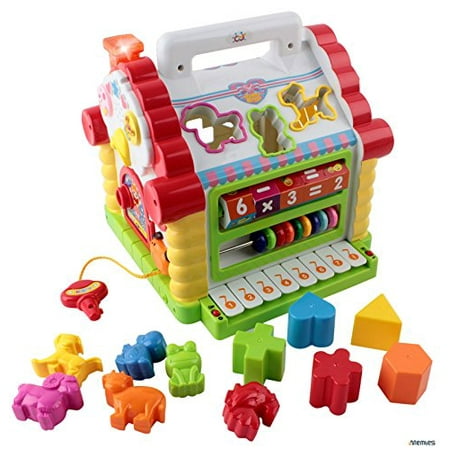 Memtes Musical Activity Cube Educational Play Center Toy, Shape Sorter Toy with Tons of Functions & Skills - Great Gift Toys for 1 Year