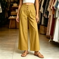 thumbnail image 3 of cocolona Womens Summer Casual Business Work Pants Elastic Waist Straight Wide Leg Pleated Pants with Pockets, 3 of 5