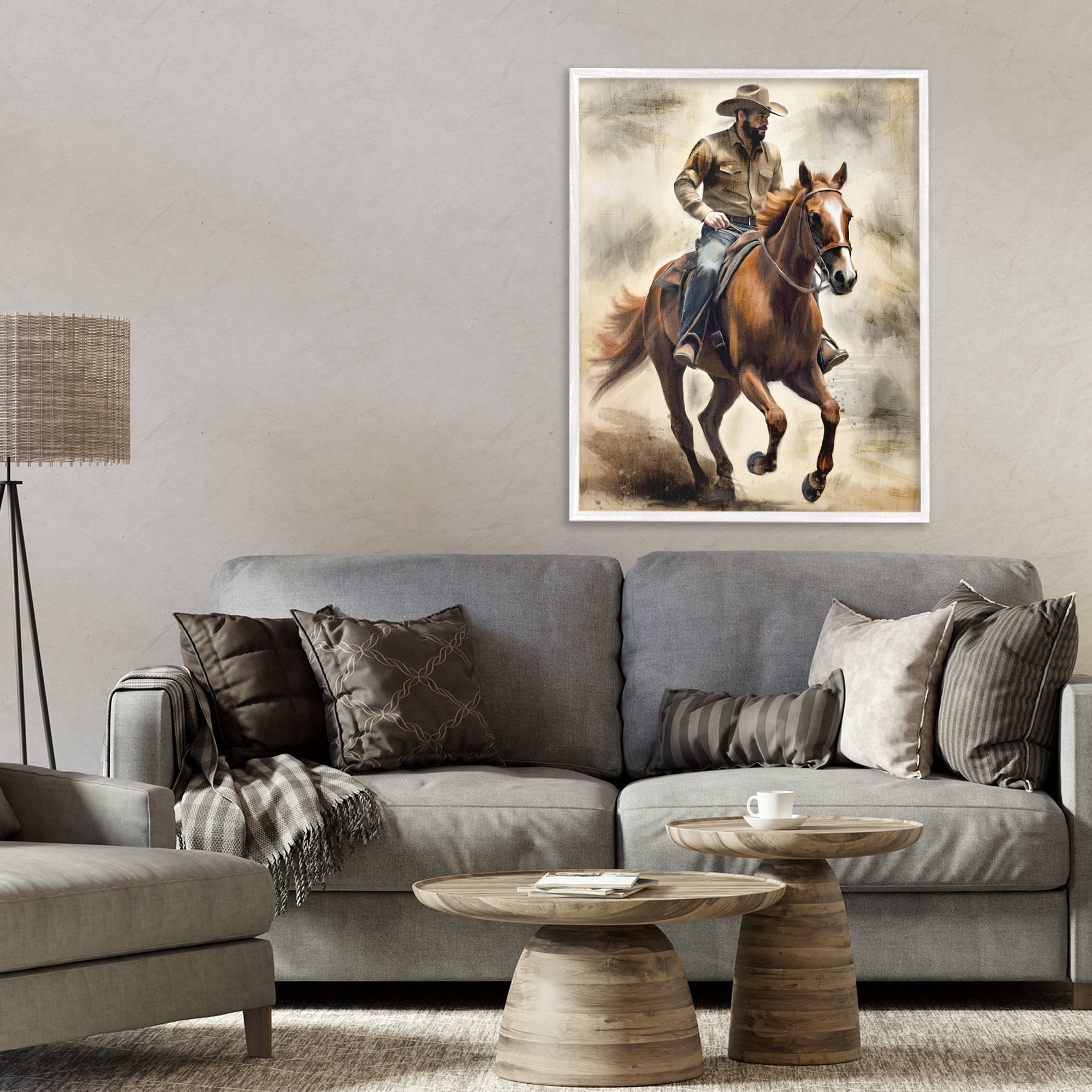Stupell Industries Gallop Horse & Cowboy White Framed Giclee Art, design by Kim Allen