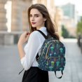 thumbnail image 6 of FORMRS Mini Backpack Purse for Women Quilted Travel Daypack Casual Shoulder Bag, Green Jellyfish Pattern, 6 of 7