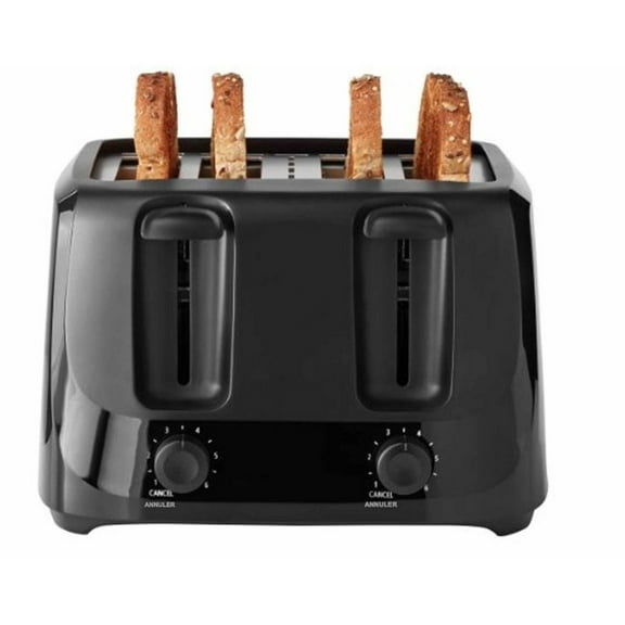Grille - pain mainstays 4 tranches noir avec 6 réglages de teintes et plateau à miettes amovible