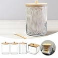 CQININI 4 Pack Acrylic Qtip Bathroom Jars With Lids Cotton Pad Round
