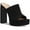 Black, variant on Womens Black 1" Platform Comfort Rali Open Toe Block Heel Slip On Dress Heeled Sandal 9.5 M