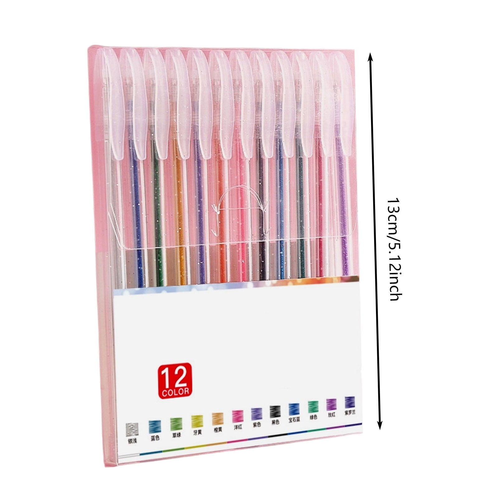 Glitter Gel Pen Set, 12 Color Shimmer Metallic Markers, Smooth Ink for Adult Coloring Books, Drawing Journaling Scrapbooking Art Projects, Neon Pens