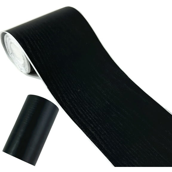 REDODCO Black, Border Peel & Stick Black Wood Grain Wallpaper 10cm x 10M