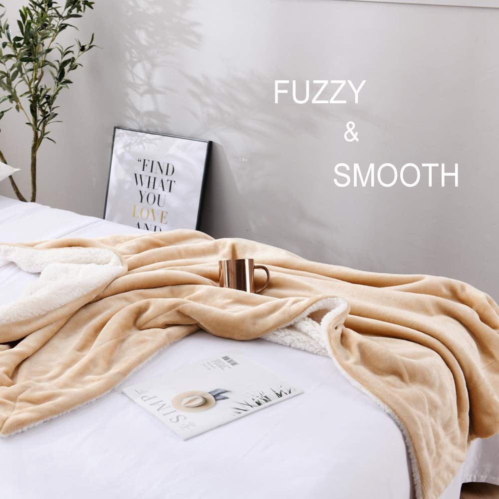 MOSHU Sherpa Bed Blankets Double Reversible Fluffy for Bed Warm Soft Twin Flannel Fleece Blankets