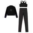 thumbnail image 5 of Alvivi Kids Girls Ice Skating Sport Outfit Long Sleeve Jacket +Tank Top + Pants Training Clothes Set Black 12, 5 of 6
