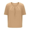 thumbnail image 6 of ClodeEU Women's Short Sleeve Round Neck T-Shirt,Trendy Casual Dressy Tee Summer Spring Tops Khaki,Womens Plus M, 6 of 7