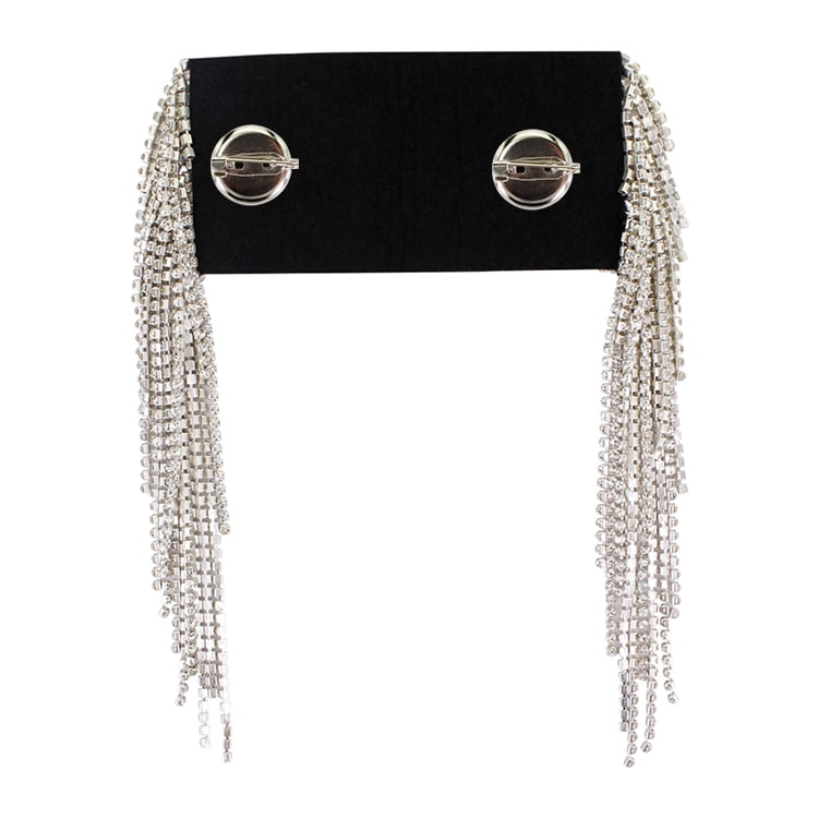 Crystal Tassel Epaulettes Shoulder Patches Diamond Tassel Rhinestone Shoulder Applique Bridal Shoulder Chain 2pieces