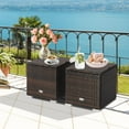 thumbnail image 2 of HYJY 2 Pieces Patio Ottomans, Patiojoy Hand-woven PE Rattan Side Table with Removable Cushion & Hidden Storage Space, Multifunctional Storage Box, Seat for Patio, Backyard, Poolside (Grey), 2 of 10