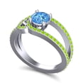 thumbnail image 2 of 2.50 Carat Round Cut Blue Topaz & Peridot Gemstone Stylish Anniversary Ring for Women Solid 14K White Gold Size 11.5 by Diamond-Capitals, 2 of 8