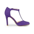 thumbnail image 3 of BLISSFUL STEP Chaussures pour Femmes Bout Rond Talon Aiguille Sandales à Bride en T Violet 9, 3 of 7