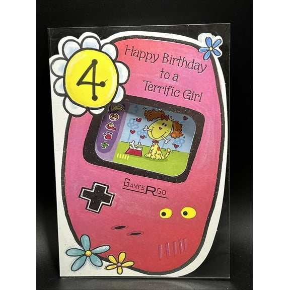 Happy 4th Birthday Girl Greeting Card w/Envelope