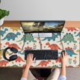 thumbnail image 4 of Long Mouse Pads for Desk,Beige Cartoon Dinosaurs Flowers Pattern Desk Mats on Top Of Desks, Desk Mouse Pad Extra Large with 3mm Non-Slip Base and Stitched Edge for Gaming,Office,Work,Home 47.3"x23.6", 4 of 6