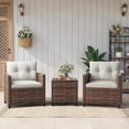 thumbnail image 1 of IdealHouse 3-Piece PE Rattan Patio Set, Outdoor Chairs Glass Table, All-Weather Conversation Set for Patio Balcony, 1 of 6