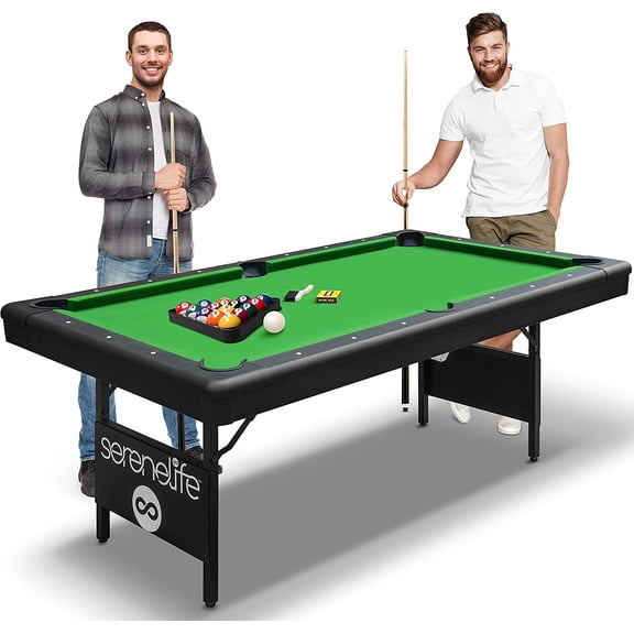 76'' Portable and Foldable Pool Table with Accessory Kit (Green)