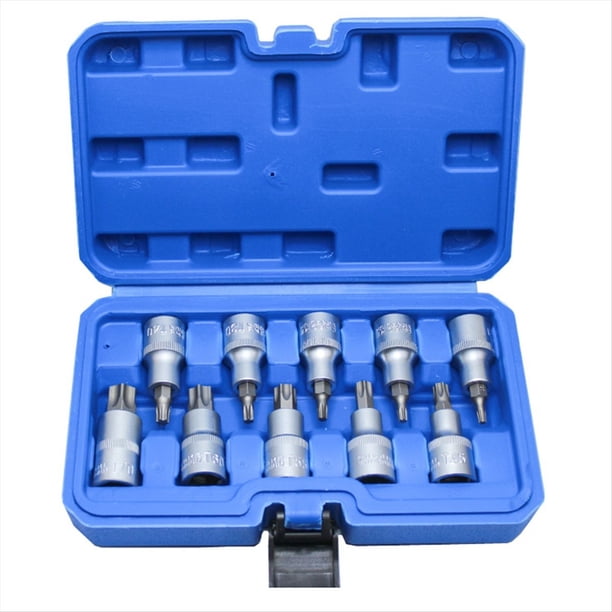 Juego de 10 Puntas Hexagonales de 1/2 Pulgada con Manguito de Seis Ángulos para Llave de Carraca, Herramienta Manual de Reparación de Automóviles.T