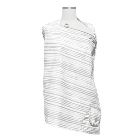 UPC: 0769662032612 | Boppy Nursing Cover for Breastfeeding Gray Watercolor Stripes Apron Style with Storage Pocket Rigid Neckline to See Baby While Feeding and Breastfeeding or Pumping Tracker