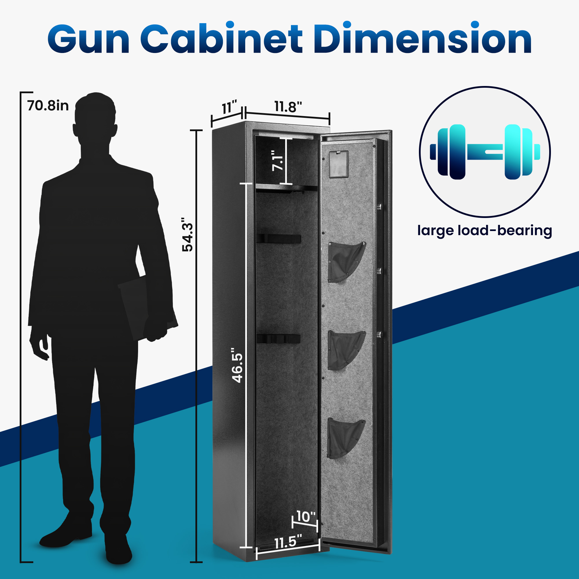 Naipo 4-6 Gun Safe, Unassembled Gun Safe for Rifles and Pistols ,Gun Cabinet with LCD Keypad and LED Light, Long Gun Rifle Safe with Removable Gun Racks and Pistol Pockets,Dual Alarm