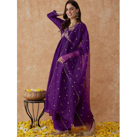 Women Bollywood Kurta Palazzo Dupatta Set Indian Designer Top Tunic Kurti Dress 32