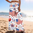 thumbnail image 2 of Womens 250th Anniversary Pajama 1776-2026 USA Flag Print Elastic High Waist Lounge Pants Wide Leg Slit Baggy Classic Fit Home Wear Pajama Bottoms, #01 Royal Blue, S, 2 of 5